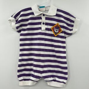 VINTAGE KIDS AHOY BABY FAIR STRIPE ROMPER KID OF THE‎ YEAR 12 months